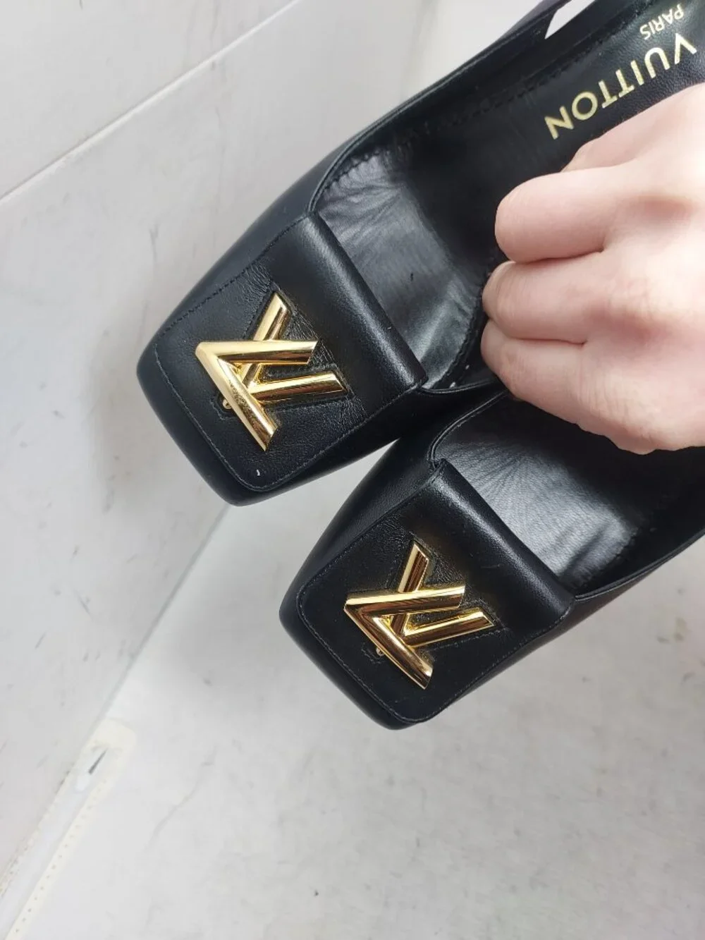 Louis Vuitton LV Logo Black Shake Slingback Pump